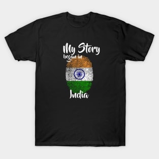 India Flag Fingerprint My Story DNA Indian T-Shirt